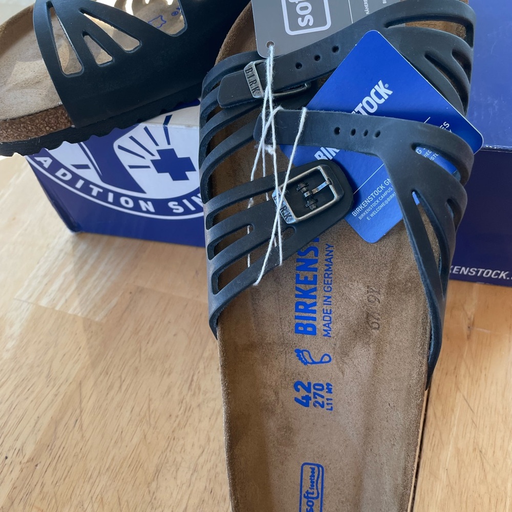 Birkenstock Black Sandals with Cork Footbed and Adjustable Straps